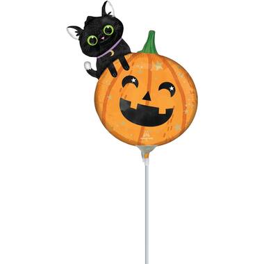 Foil Balloon - Mini Shape - Pumpkin & Cat - Halloween - 23 cm